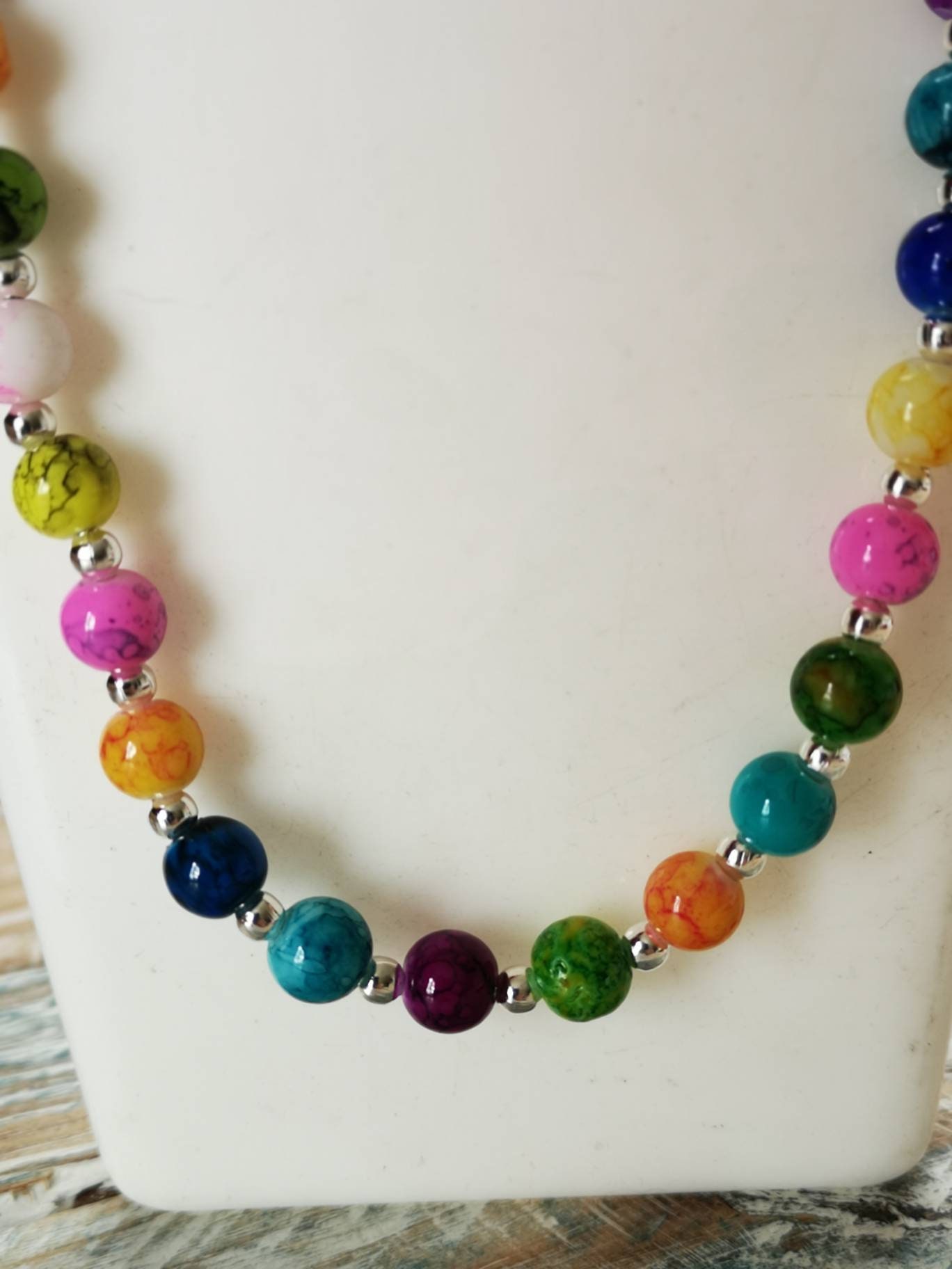 18 inch multicoloured rainbow necklace summer vibes necklace | Etsy
