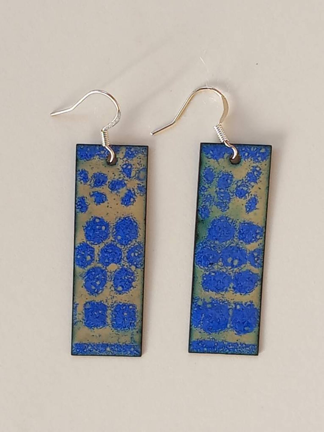 Copper Enamel Earrings Long and Narrow Drop Earrings for Etsy