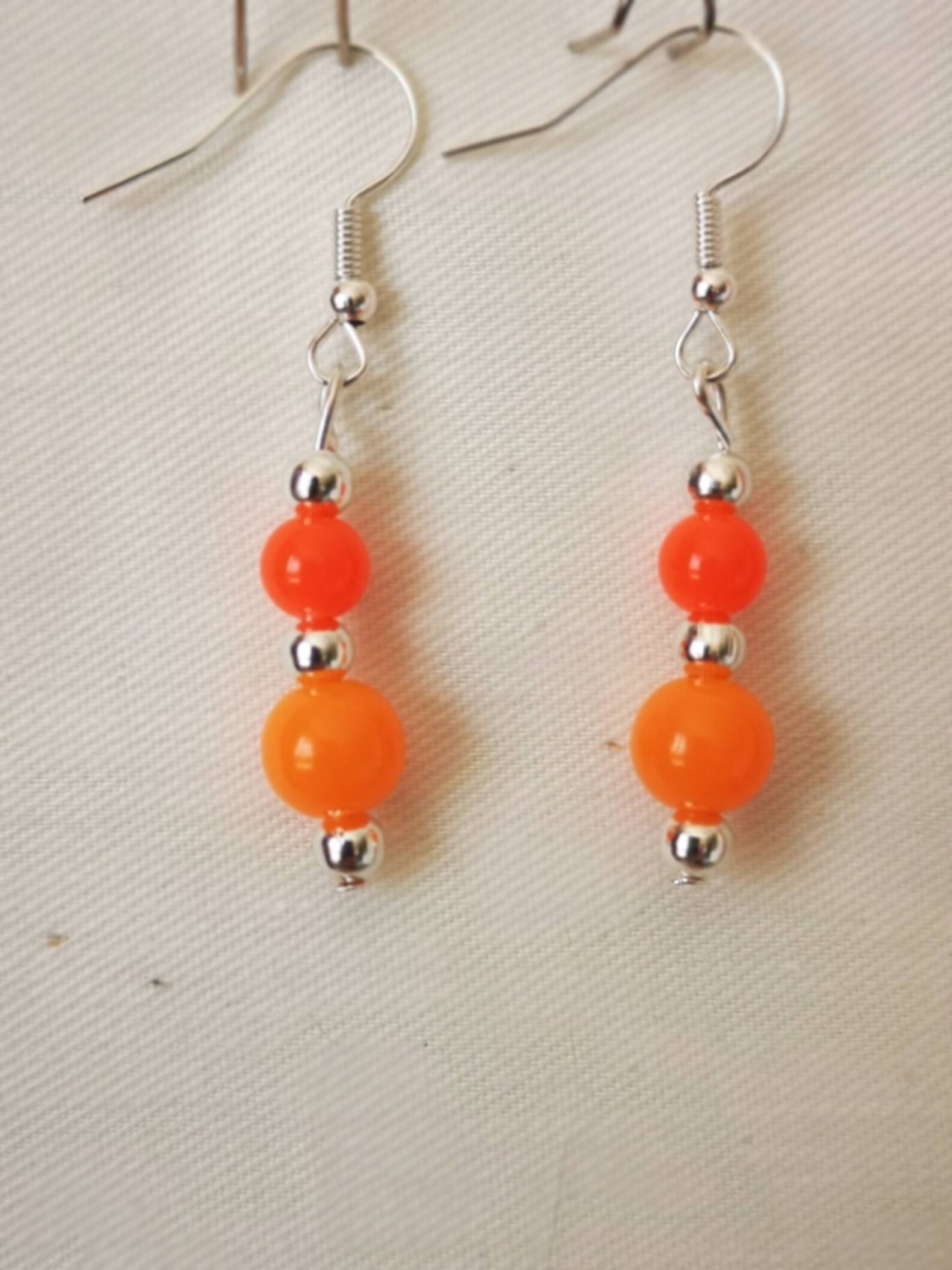 Neon orange drop earrings beaded earrings earrings for Etsy