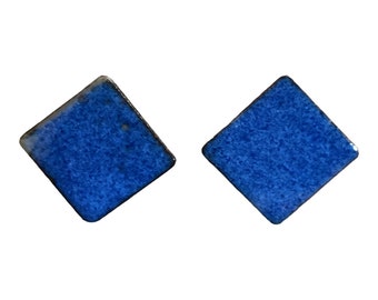 Lapis blue handmade enamel stud earrings, statement earrings for women, made in Cornwall, Christmas gift for her,