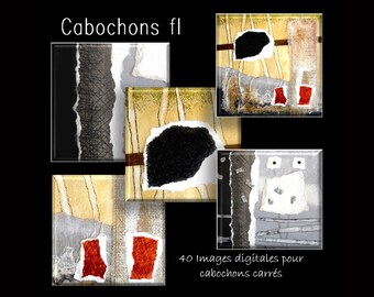 Images digitales à imprimer pour cabochons carrés art abstrait