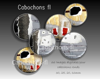 Images digitales à imprimer pour cabochons ronds art abstrait