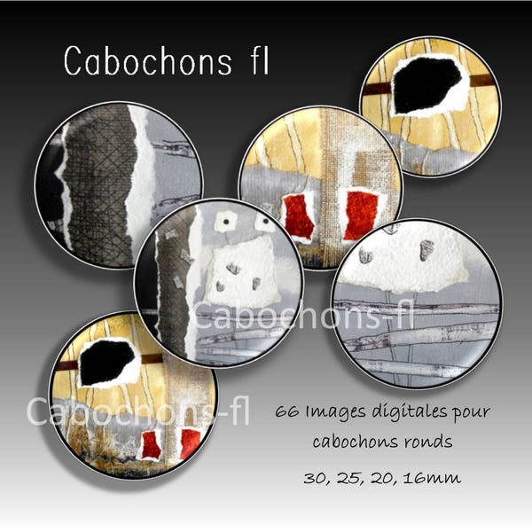 Images digitales à imprimer pour cabochons ronds art abstrait