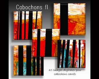 Images digitales à imprimer pour cabochons carrés art abstrait