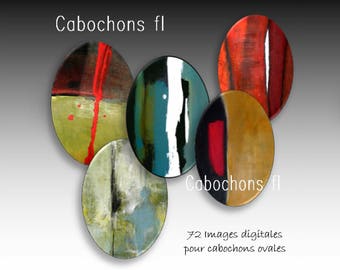 70 Images digitales à imprimer pour cabochons ovales art abstrait