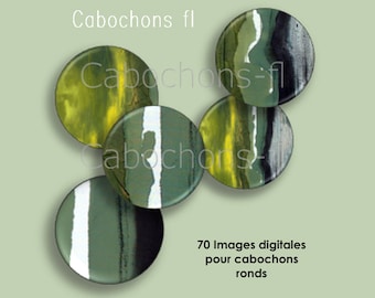 Images digitales à imprimer pour cabochons ronds art abstrait