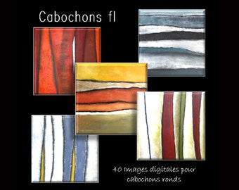 Images digitales à imprimer pour cabochons carrés art abstrait