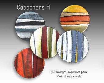 70 Images digitales à imprimer pour cabochons ronds art abstrait