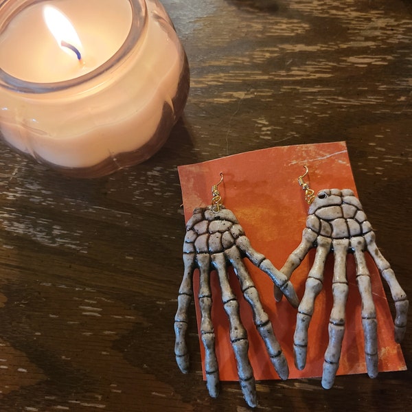 Skeletal Hand Earrings