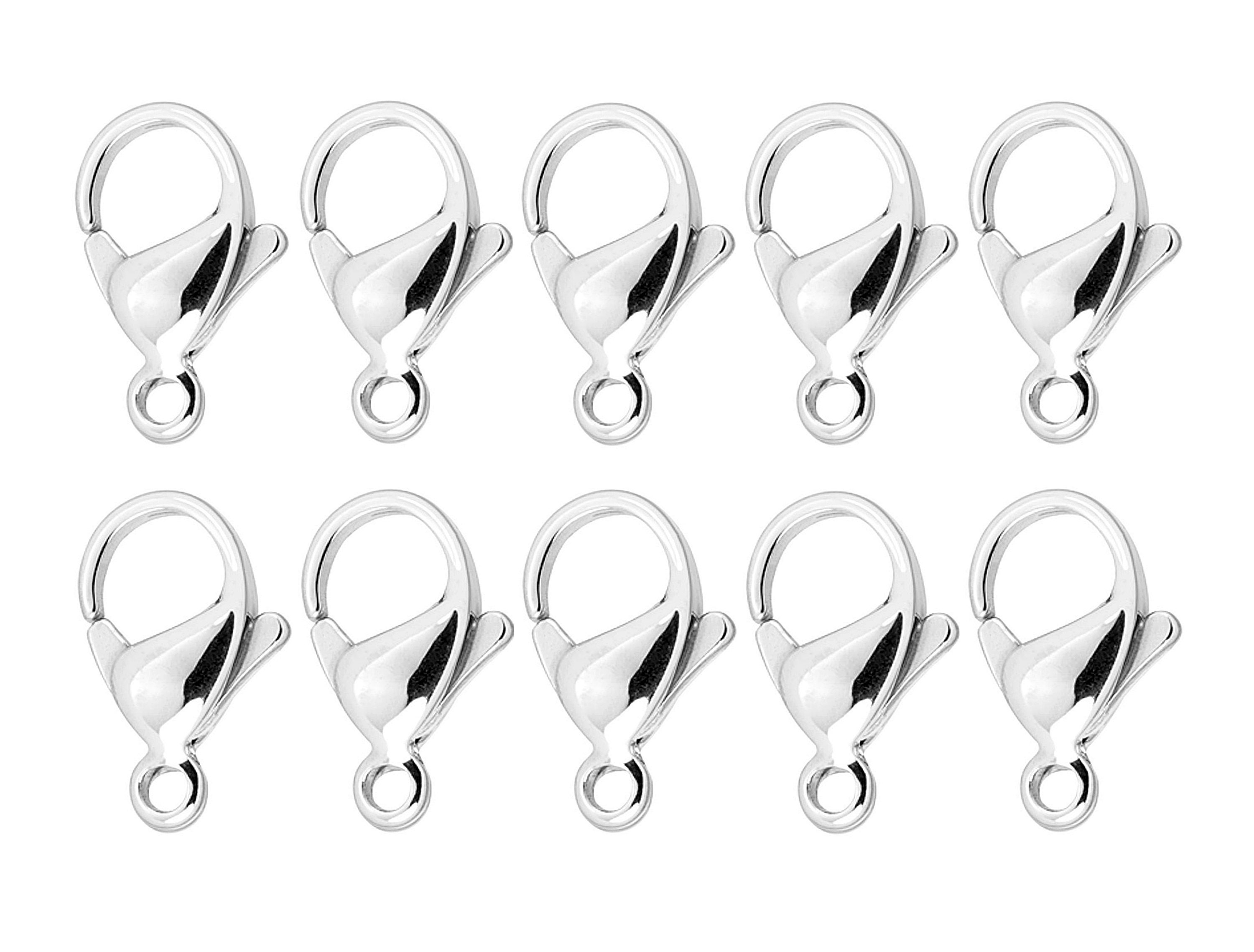 PandaHall 100pcs Grade A 304 Stainless Steel Lobster Claw Clasps Color 13x8mm