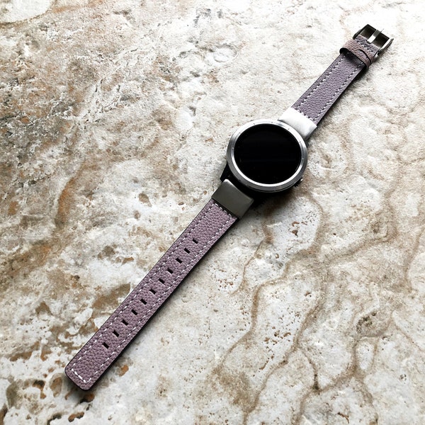 Garmin Purple Suede Stitched Bands Compatible with fenix 7S Pro Solar Sapphire fenix 6S Pro Leather Strap Quick Fit Watch Bands A20B18