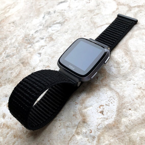 Bracelet pr Fitbit Versa 3/4/Sense (2), bracelet rech., noir