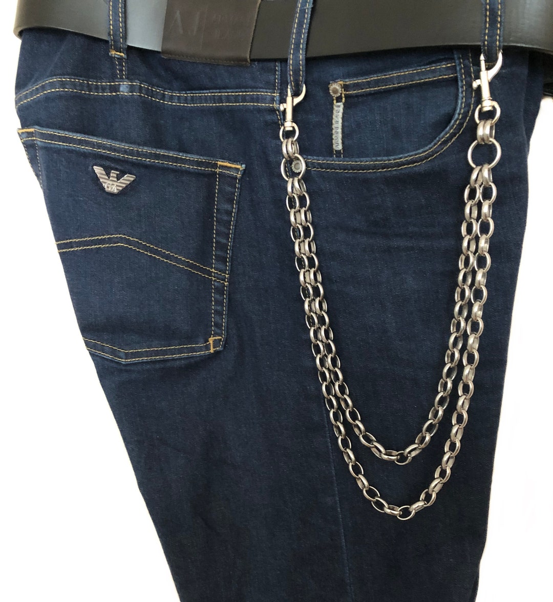 Fashion Wallet Chain Double Ellipse Silver Shiny Color Stainless Steel