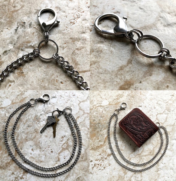 Lava Stone Onyx Stainless Steel Key Chain for Pants Mens Black Gemstone  Beaded Pocket Belt Chain Punk Biker Wallet Chain Jeans Keychain -   Sweden