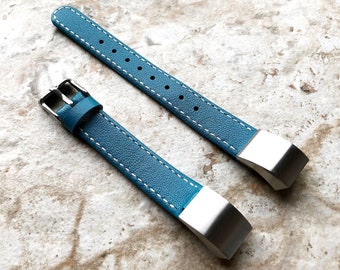 Fitbit Alta HR Blue Stylish Unisex Soft Leather Band Strap  with Stitching Details Quick Release Adapters Included Ready to Attach