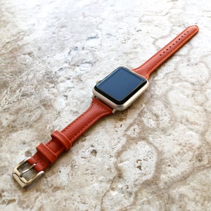 Apple Watch Negro Color Delgado Elegante Correa de Cuero Suave | Etsy México