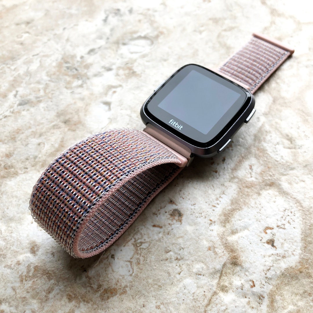 Fitbit Versa 2 3 4 Sense 2 Sports Band Pink Sand Loop and Hook Strap