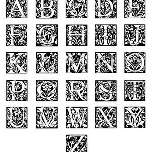 Floral Monogram Alphabet Choice from A to Z