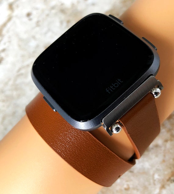 Black Double Wrap Soft Leather Band Strap for Fitbit Versa 2