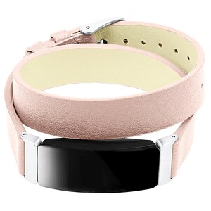 Fitbit Inspire HR and 2 Pink Soft Leather Band Strap for Fitness Tracker Wristband Twice Wrap Bracelet Quick Release Silver Black Rose Gold