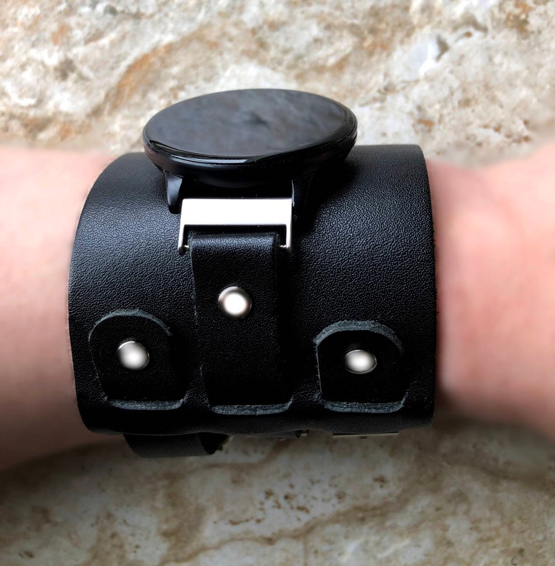 Garmin Watch Band Cuff Steampunk Wide Leather Strap for Vivomove 3 HR