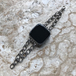 Versa 2 3 4 Sense 2 New Bracelet Chain Link Band for Fitbit Fitness Tracker Smartwatch Tarnish Resistant Silver Stainless Steel 304 Handmade