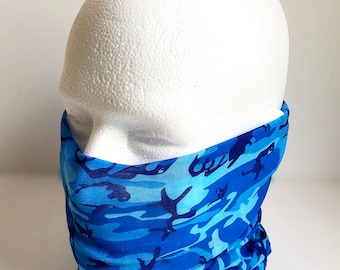 Blue Camo Face Mask New Scarf Multi Functional Seamless Protective Covering Elastic Neck Gaiter Bandana Breathable Balaclava Head Wear N206