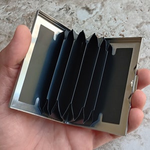 Opened Empty Stainless Steel Engraved Credit Card Case