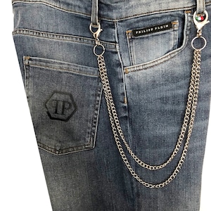 2 Stand Thin and Ball Bikers Trucker Heavy Duty Metal Jean Wallet Chain