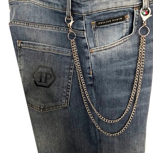 2 Stand Thin and Ball Bikers Trucker Heavy Duty Metal Jean Wallet Chain