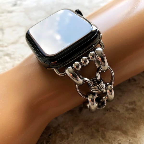 New Apple Watch Band Bracelet for Ultra 2 9 8 7 6 SE 5 4 3 2 1 Case 38mm 40mm 41mm 42mm 44mm 45mm 49mm Convex Silver Stainless Steel Strap