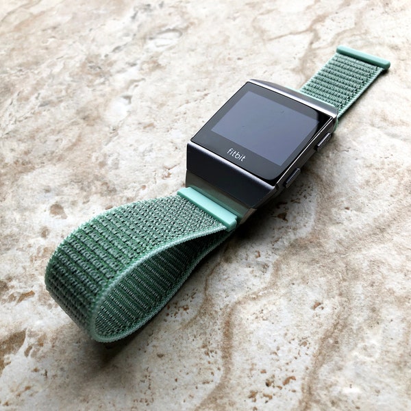 Fitbit Ionic Marine Green Sports Loop n Hook Band Strap for Watch Band Strap Adjustable with Quick Release Adapters Silver Rose Gold Black