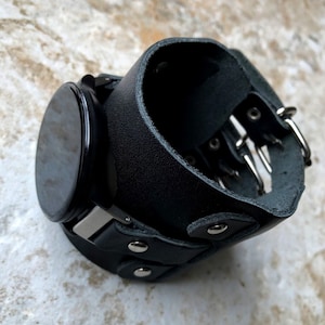 Garmin Watch Band Cuff Bund Steampunk Wide Strap Leather Bracelet for Approach S12 S40 S42 CT10 Bundle Forerunner 55 245 645 Music BL-20 image 4