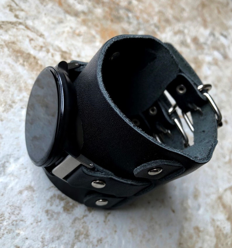 Garmin Watch Band Cuff Bund Steampunk Wide Strap Leather Bracelet for Approach S12 S40 S42 CT10 Bundle Forerunner 55 245 645 Music BL-20 image 4