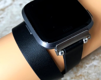 Fitbit Versa 2 3 4 Sense 2 Black Soft Band Double Wrap Around ...