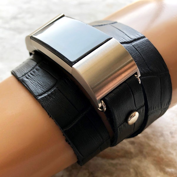 Fitbit loads 5 4 3 2 зоровье фитнес-трекер черный крокодилигатор с тиснением кожаный браслет тройной ремешок