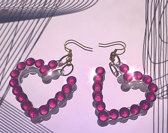 Rosa Strass Herz Ohrringe