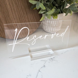 Wedding Reserved Sign - Acrylic Reserved Sign - Acrylic Sign - Wedding Sign - Wedding decor Inspo - Aisle - Minimalist - Boho - Modern