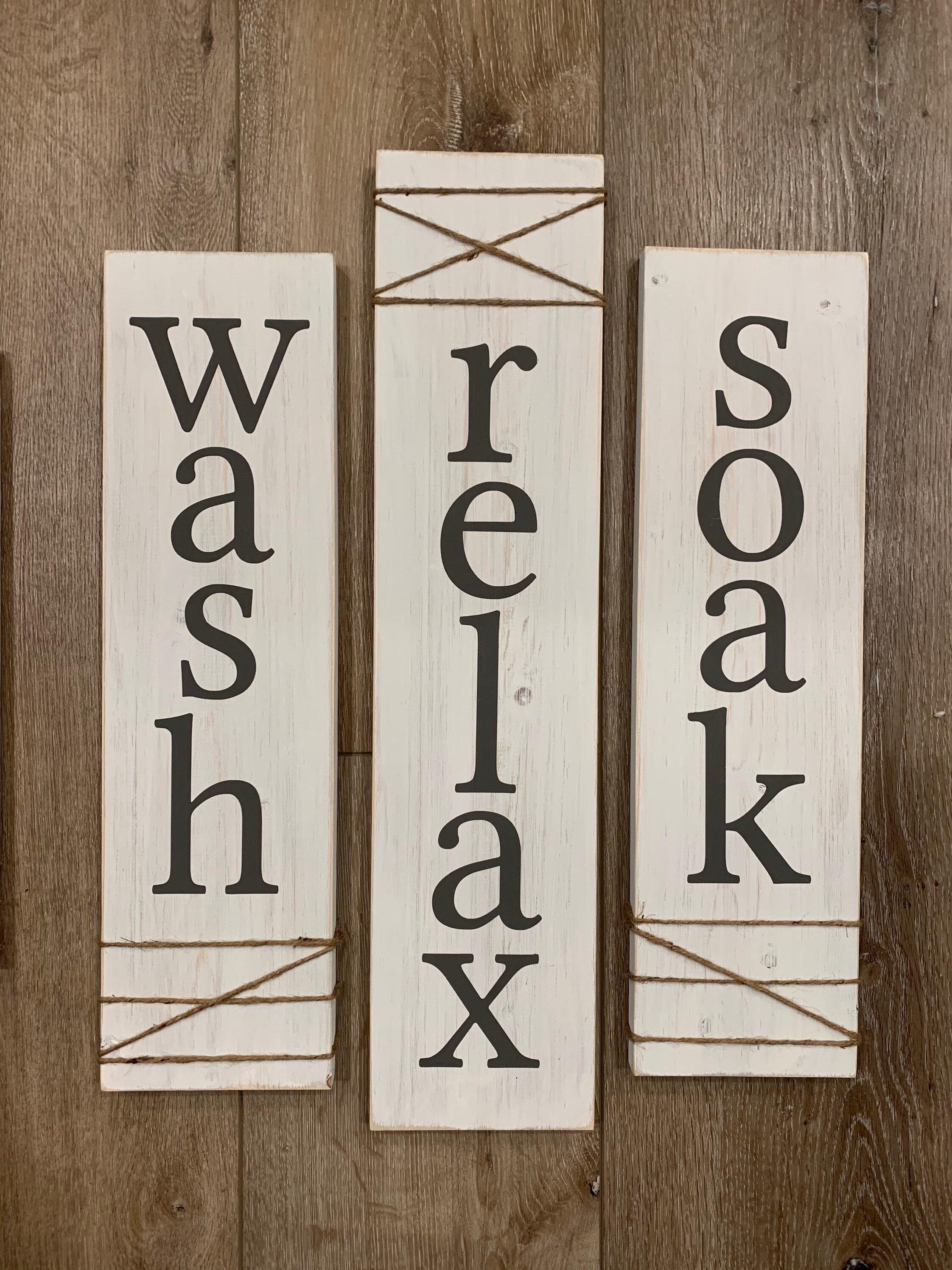 Wash. Soak. Relax., Bathroom Decor, Farmhouse Signs, Rustic Signs, Ba…