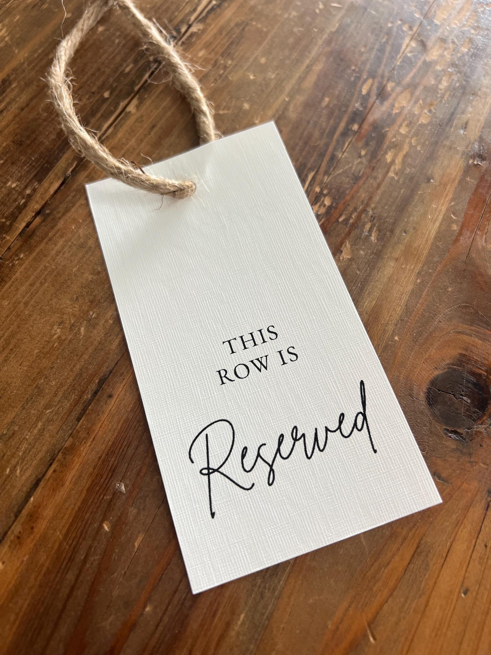 Reserved Row Seat Sign, Twine, Personalized Wedding Stationery ...