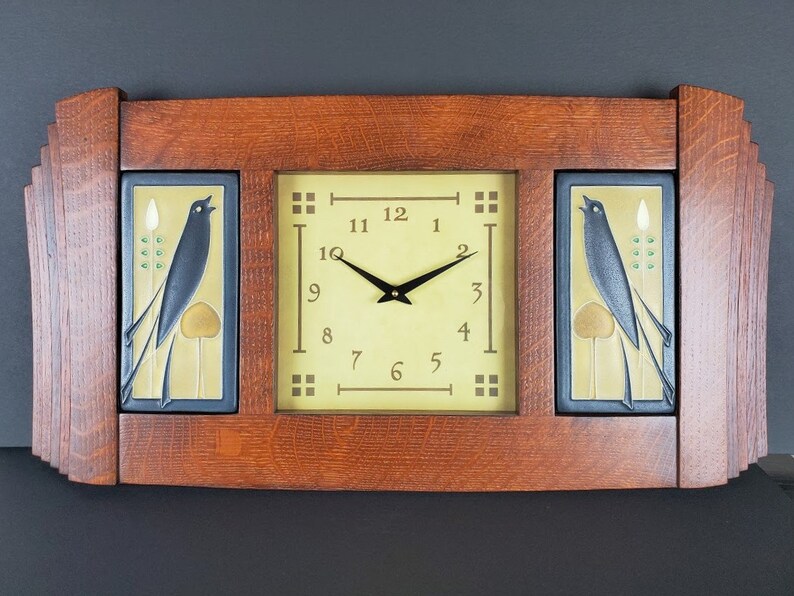 Mission Craftsman Style Arts Crafts Wall Hanging Clock Motawi Etsy