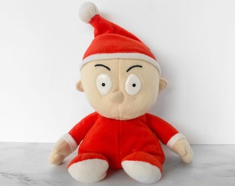 Muñeco de peluche vintage de TOMMY PICKLES // Navidad de Rugrats // Santa