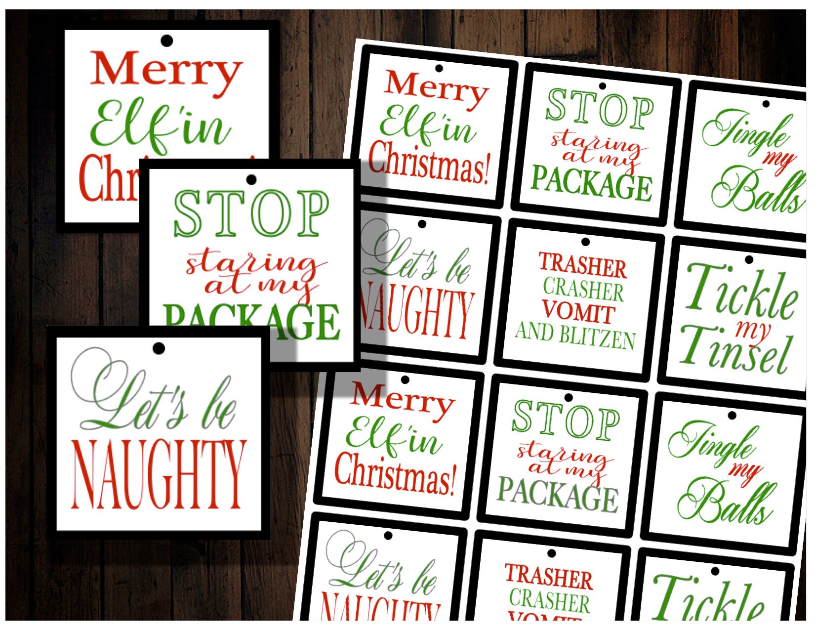 PRINTABLE-INSTANT Download-naughty Christmas Tags-funny Gift - Etsy