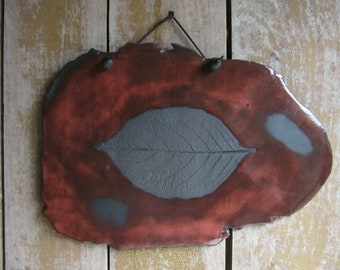 Botanical Wall Hanging Ceramic Leaf Tile, Rustic Art Sculpture, Handmade Botanical Wall Hanging Leaf Tile, Nature Art Natural Decor, Leaves
