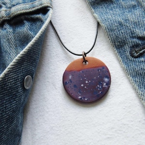 Purple Passion Necklace. Purple Ceramic Pendant Necklace, Handmade Boho Jewelry, Psychedelic Jewelry, Pottery Pendant, Lavender Lovers Gift