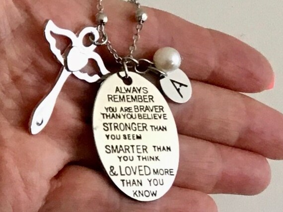 Gifts Necklace Name for Wife to My Traci Always Remember That Mommy Love You You are Braver Than You Believe for Mom Daughter Jewelry 18K Gold Plated