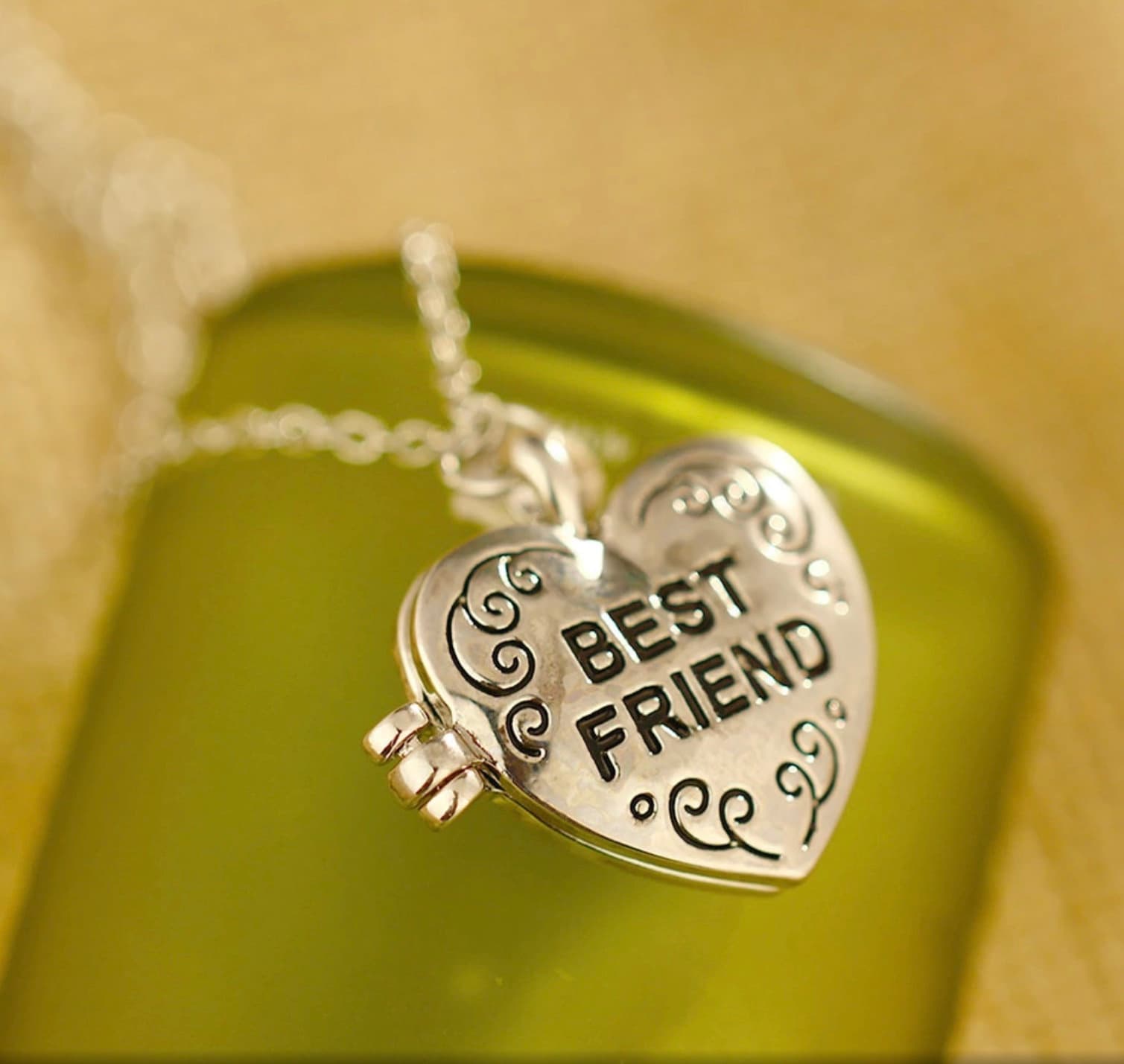 Photo Locket Pendant Best Friends Locket Necklace Heart Etsy