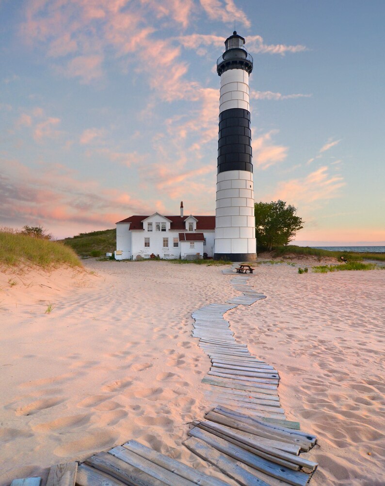 Big Sable Point lighthouse at sunset Ludington State Park MI Etsy
