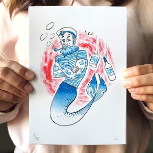 Mersailor Ahoi - Sireno Marinero Riso print