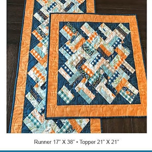 Braided Squares Table Runner & Topper Pattern Printed Version - Cuddle Cat Quiltworks CCQ081, Charm Square Table Runner or Topper Pattern